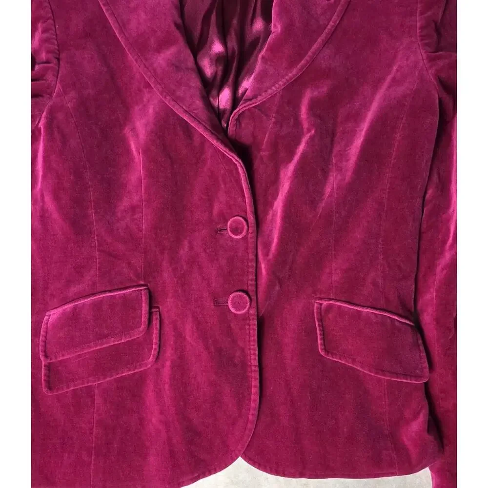Y2K Ann Taylor Pink Berry Velvet Stylish Versatile Cotton Women Blazer
